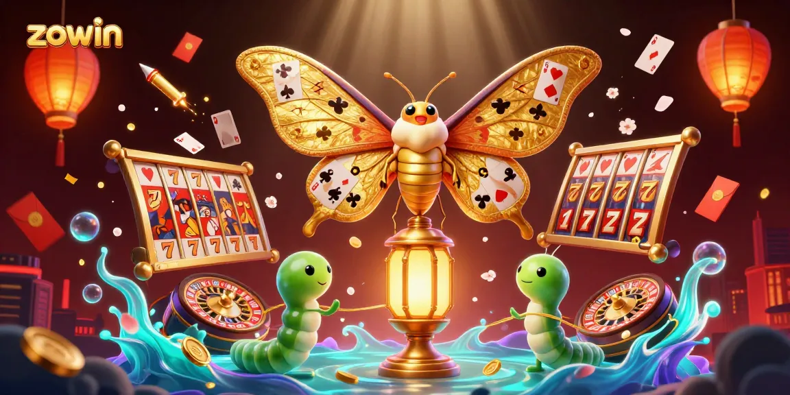 Experience thrilling gaming adventures with Zowin in a vibrant casino illustration