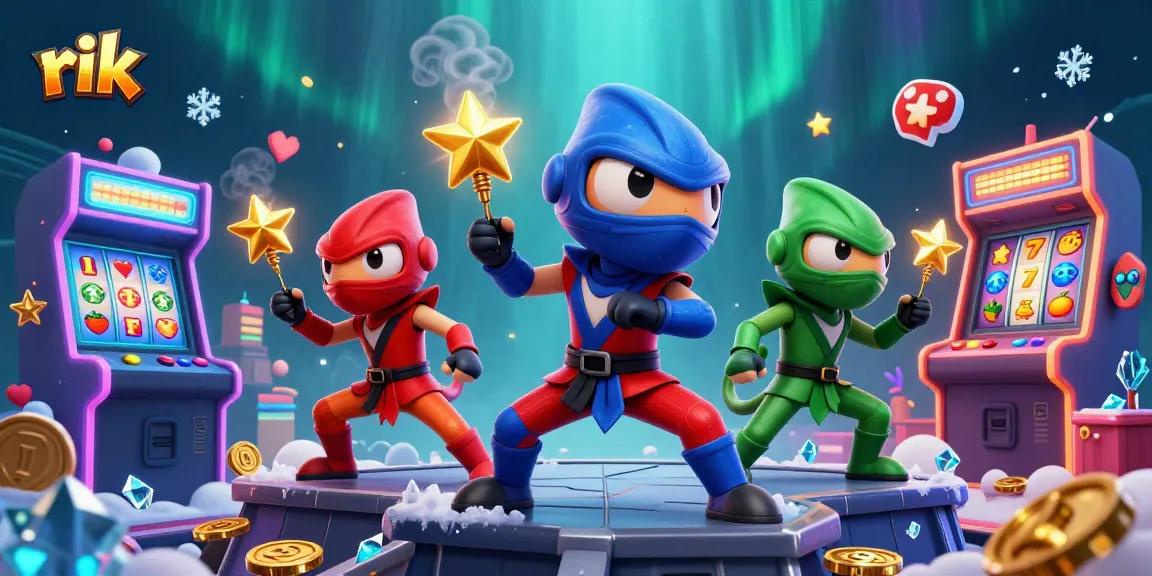 Engage in thrilling casino action with rik as colorful chameleon ninjas battle with gold coins!