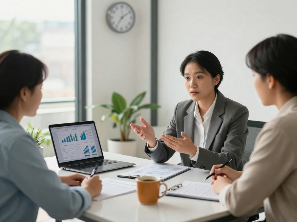 Expert financial advisor discussing debt consolidation options with a client in a modern office.