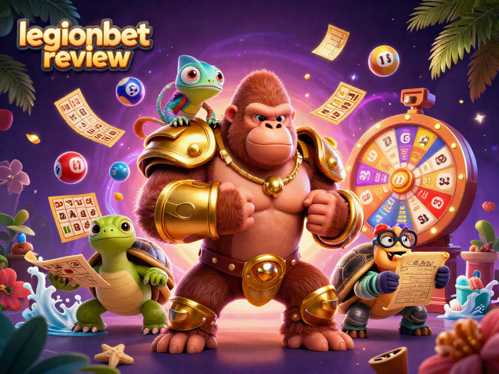 Engage with the legionbet review: a dynamic scene showcasing colorful lottery balls and vibrant casino elements.