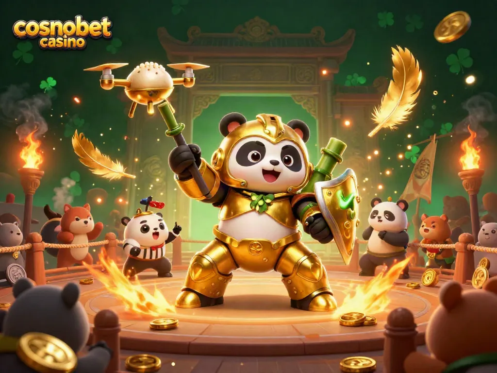 Engage with cosmobet casino in a vibrant arena filled with animated characters and dynamic game elements.